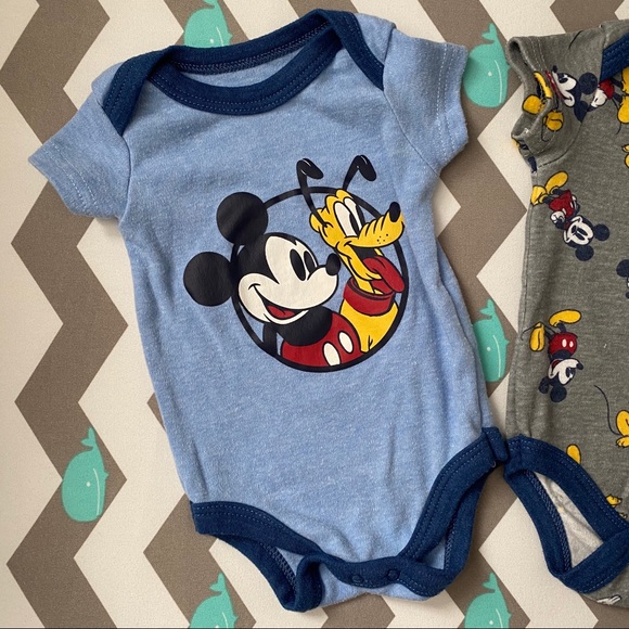 Disney Baby Mickey & Pluto Bodysuit Onesies 0-3M - Picture 2 of 6